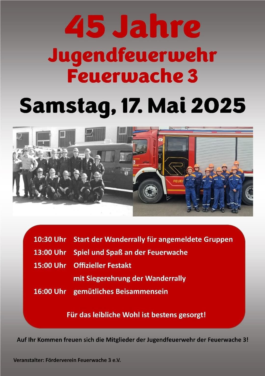 Plakat mit Fotos JF früher und Heute