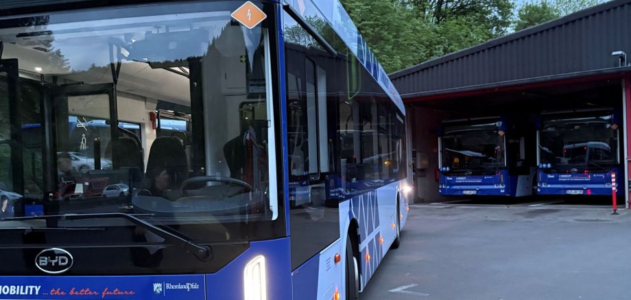Elektrobusse auf dem Betriebshof