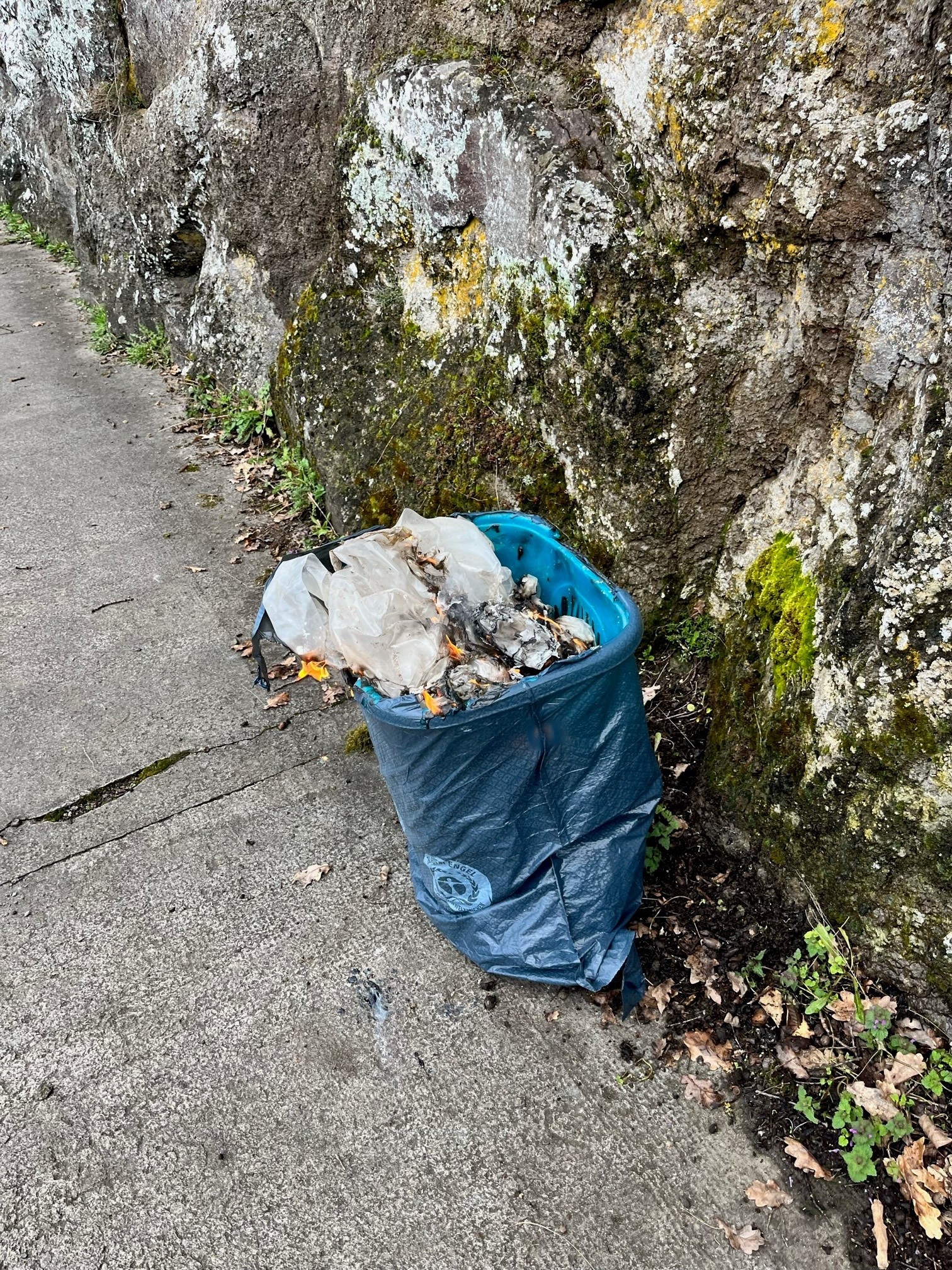 Symbolfoto Brennender Mülleimer